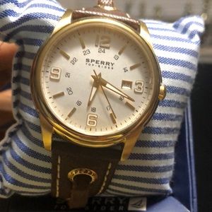 Sperry Preston Leather Gold Watch